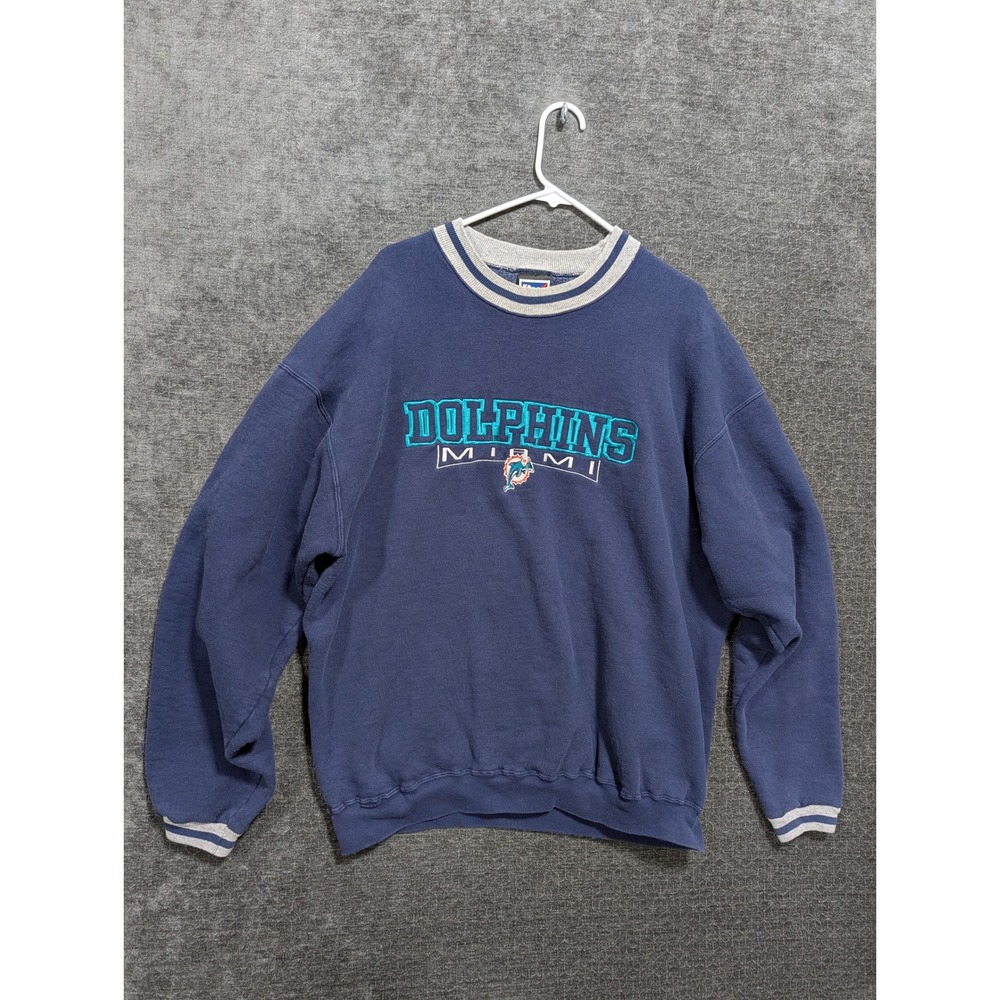 Vintage Pro Player Miami Dolphins Sweatshirt Navy Blue NFL Embroidered XXL